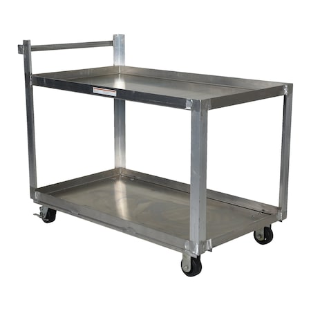 Vestil Aluminum Service Cart, 2 Shelves, 28x48, Aluminum, 660 lb Load Capacity, 2 Shelves, 27.875" W SCA2-2848